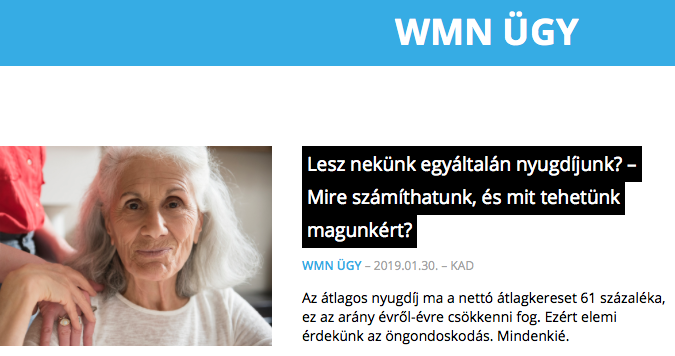 Lesz nekünk egyáltalán nyugdíjunk? - cikk a wmn.hu portálon
